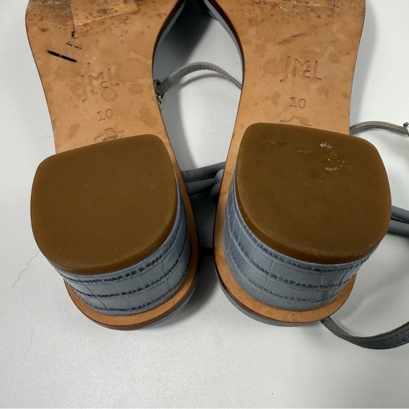 J. MCLAUGHLIN Helena Croc Embossed Sandals Block Heels Dusty Cloud Size 10 - Picture 7 of 8